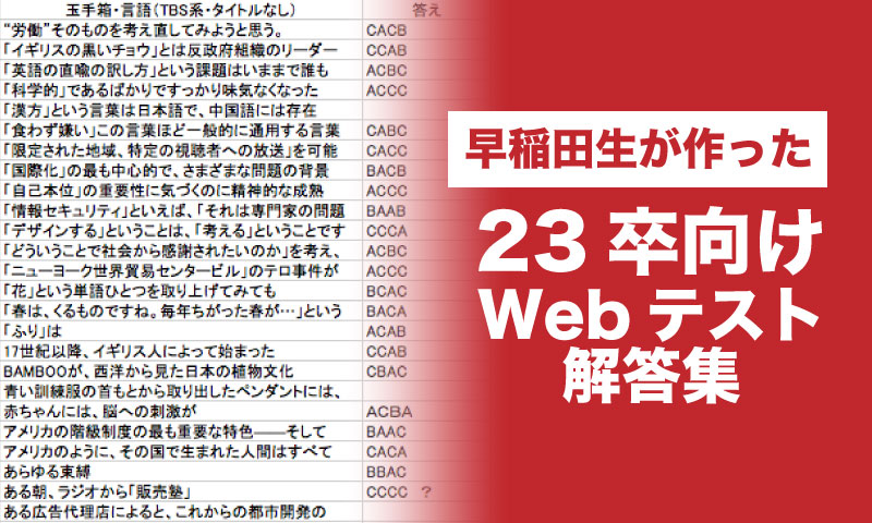 早稲田大学の学生が作った 最新webテスト解答集を配布中 つーつーおーる 早稲田を面白くするwebメディア